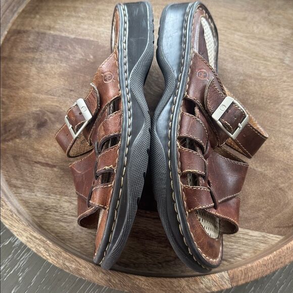 Born Vintage Brown Leather Sandals Slides with Buckle Chunky Boho Women’s Size 7 - Picture 10 of 12